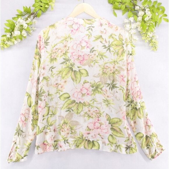 J. Jill Women's Long Sleeve Floral Ruffle Trimmed Button Front Blouse Sz S NWT - Picture 2 of 6